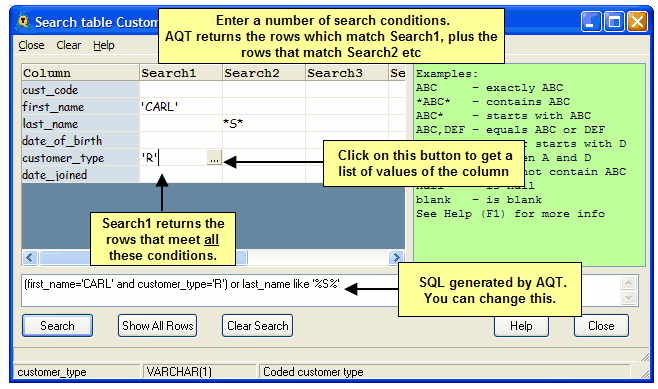 Search Table